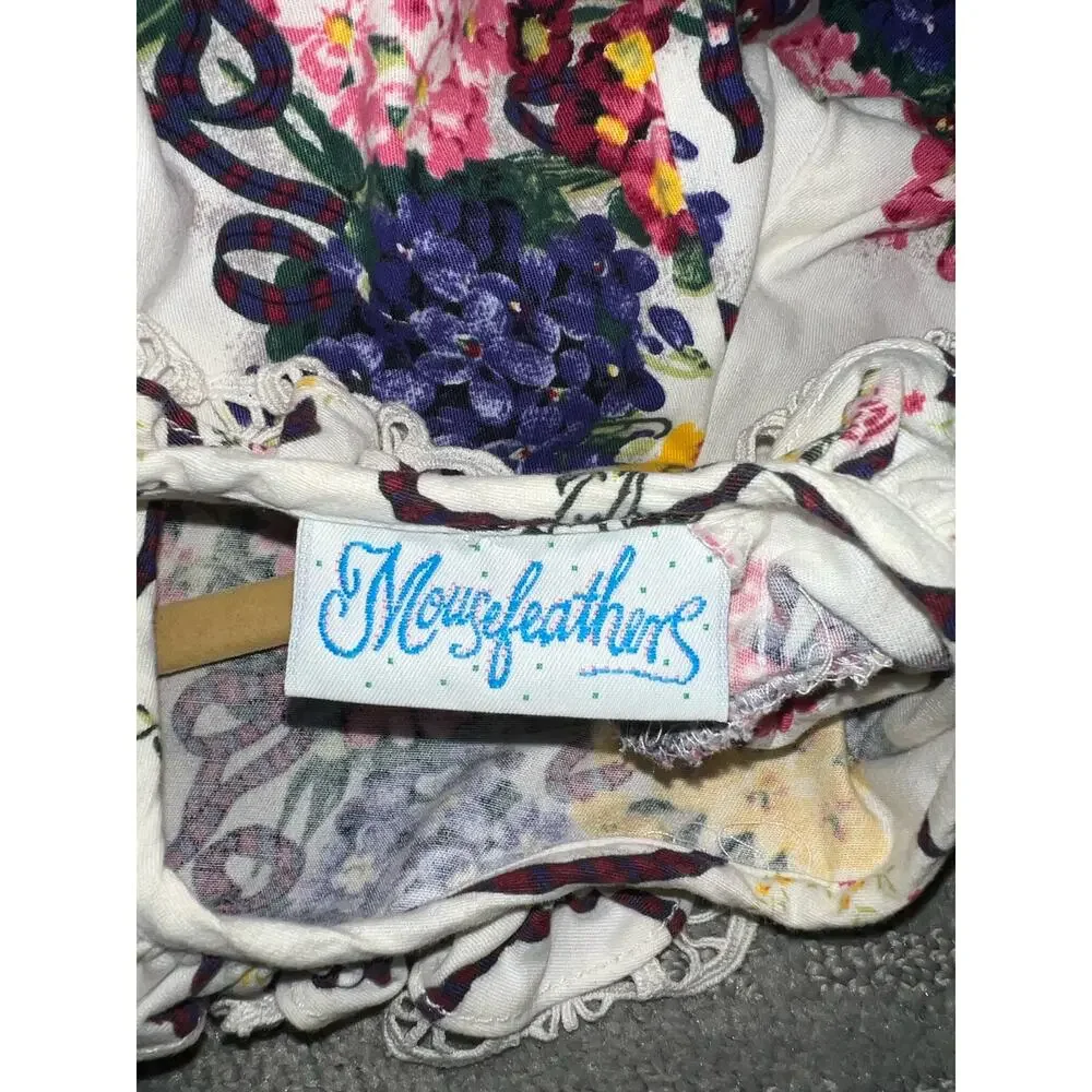 Vintage Mousefeathers girls floral ruffled lace collared prairie dress girls 4T